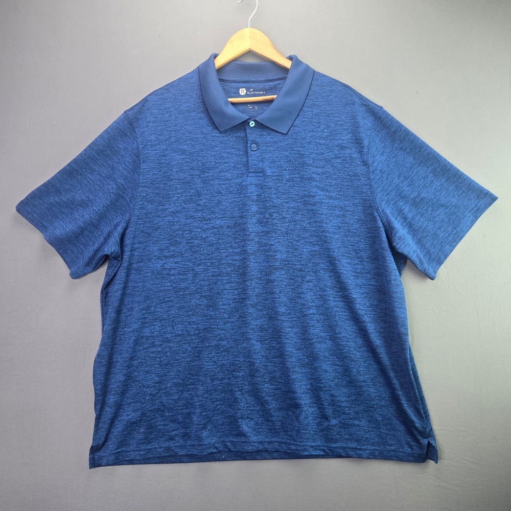 Haggar Performance Polo Shirt 2XL Blue Space Dye Moisture Wicking Short Sleeve